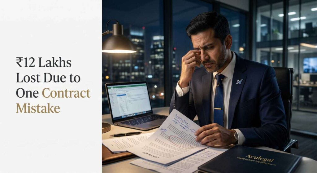 Bad contract in India causing ₹12 lakhs loss to a stressed business owner reviewing legal agreement