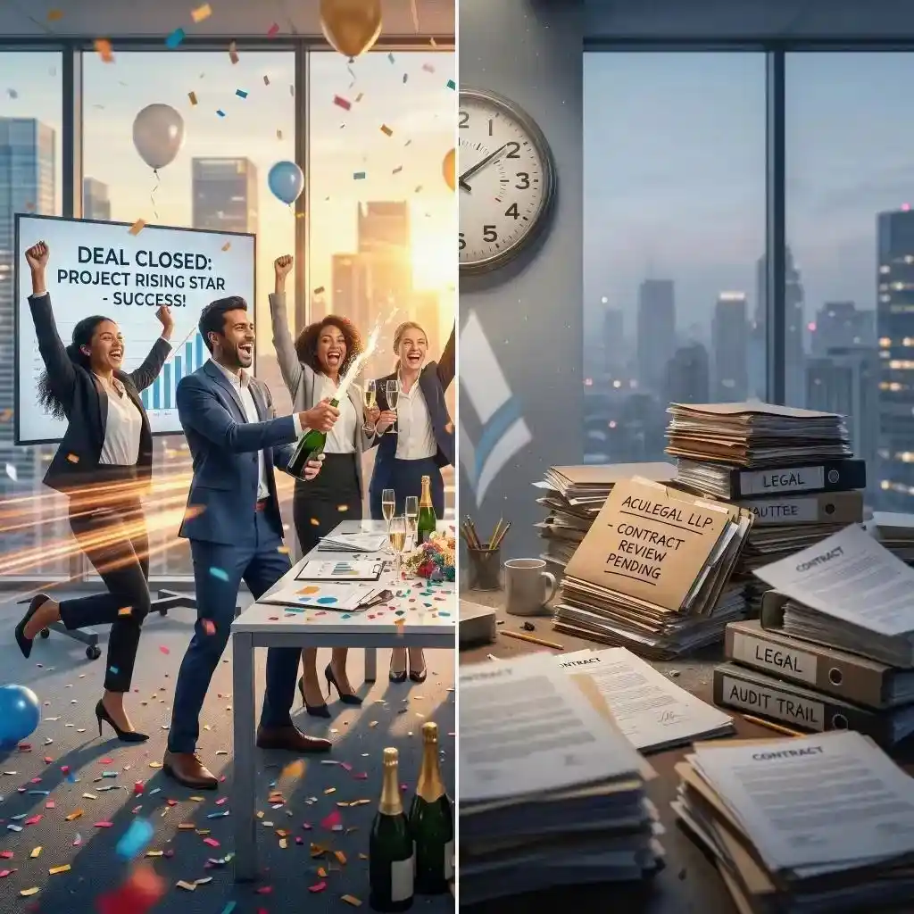 Contrast between fast business execution and slow legal processes