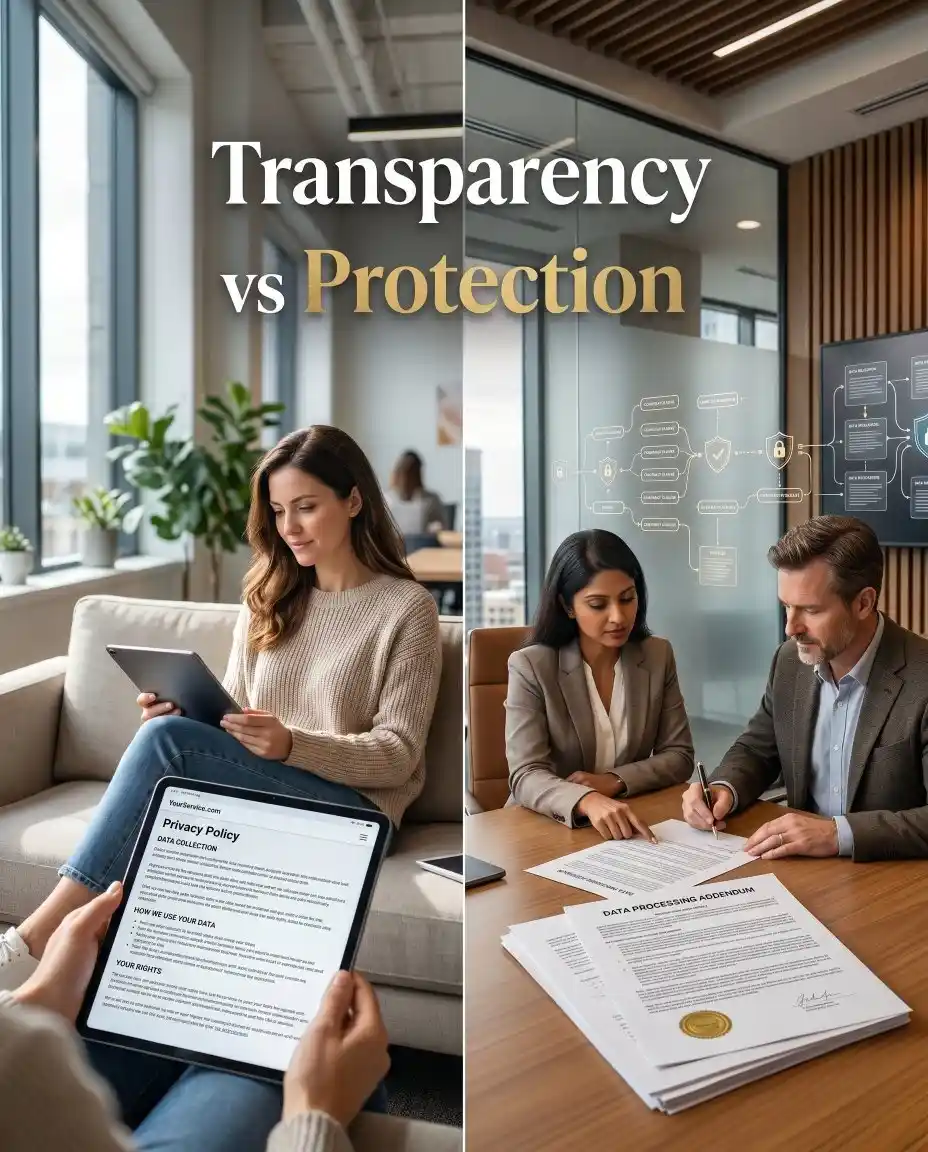 Comparison between privacy policy and data protection agreement in business context