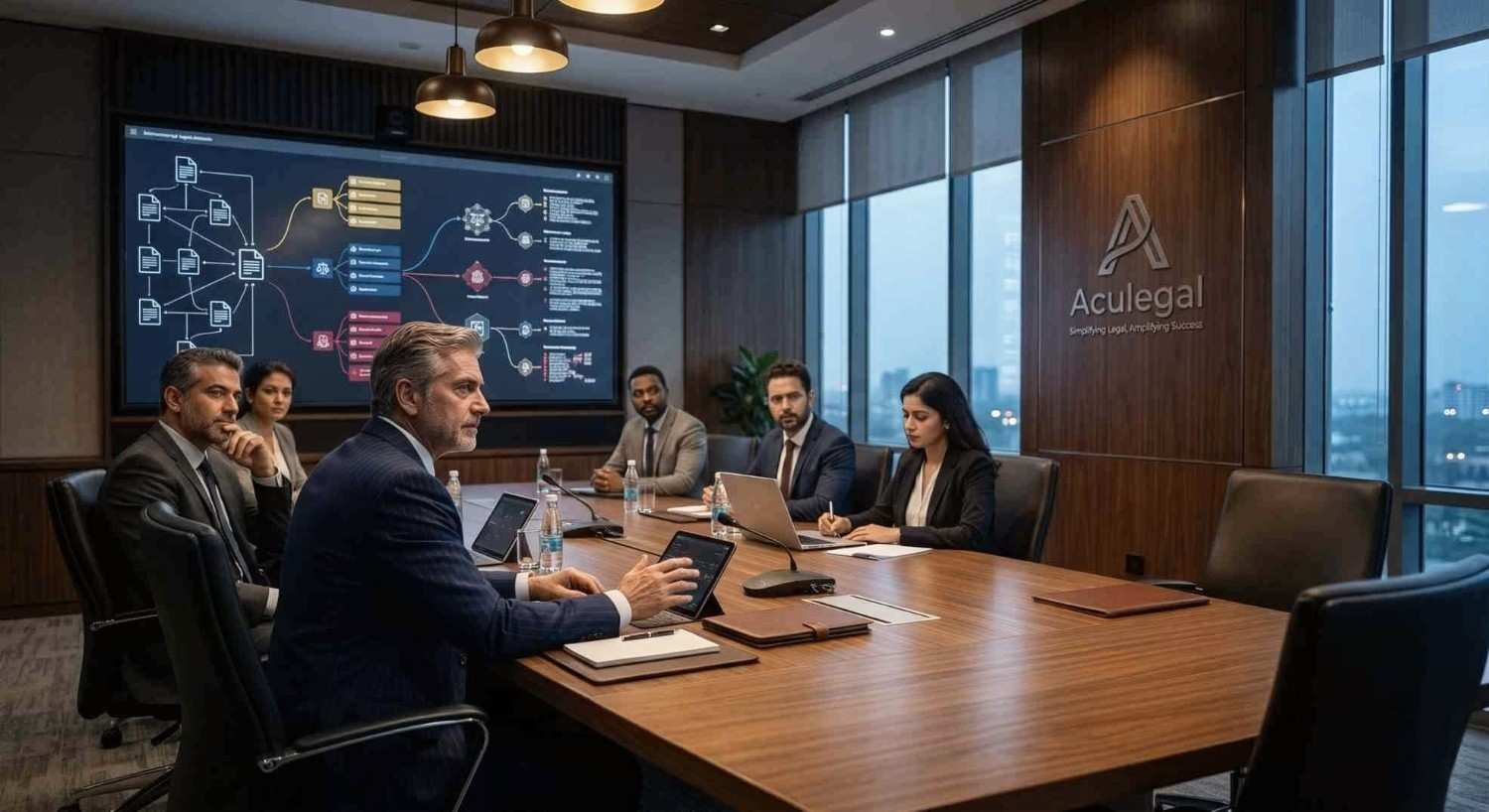 CEO analyzing legal risk and decision-making factors for international NDA enforcement in boardroom setting