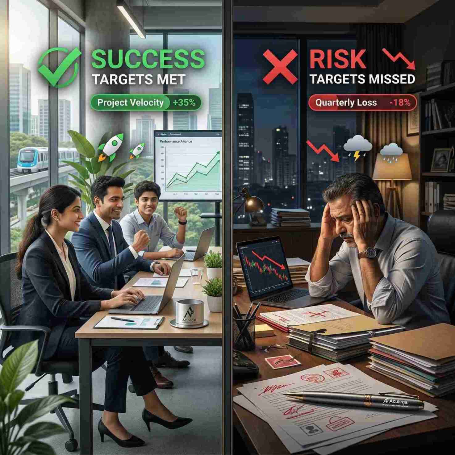 Comparison of good vs bad contract in India showing business success versus financial loss outcomes