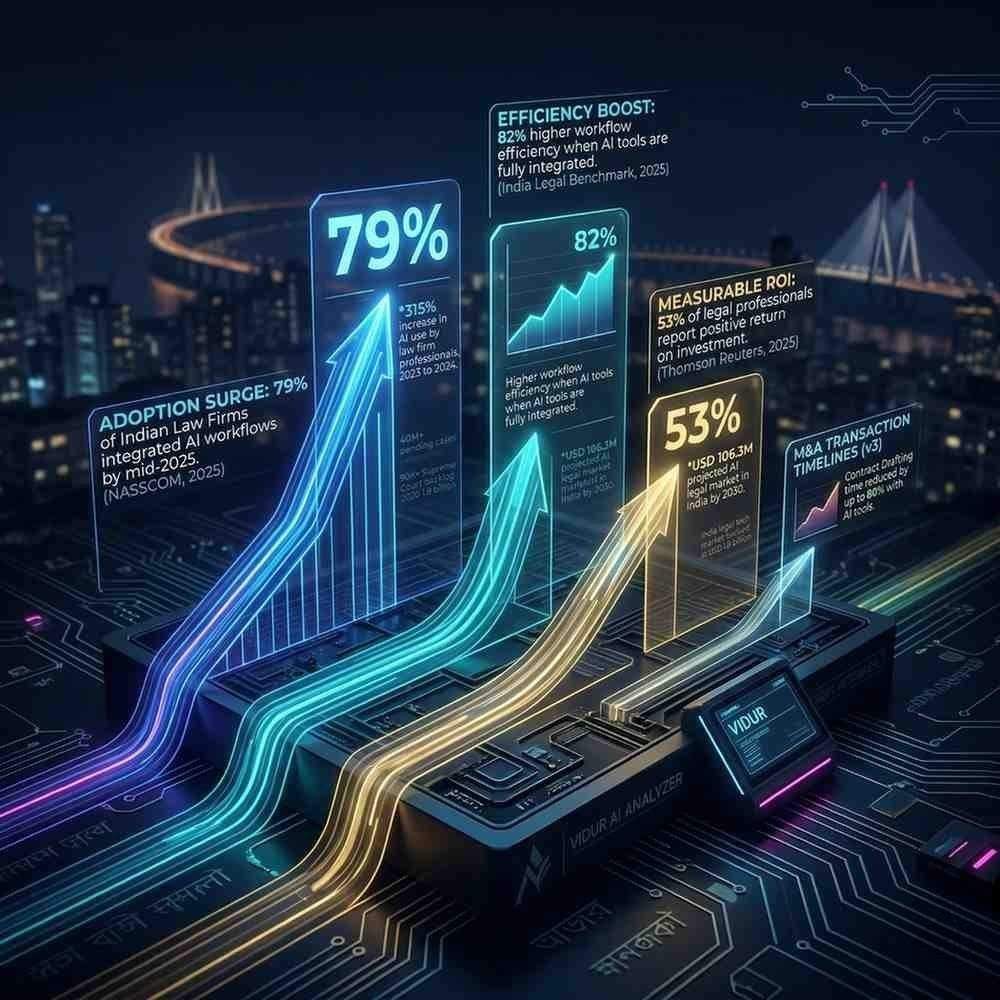 Growth of AI adoption in legal industry with charts and statistics
