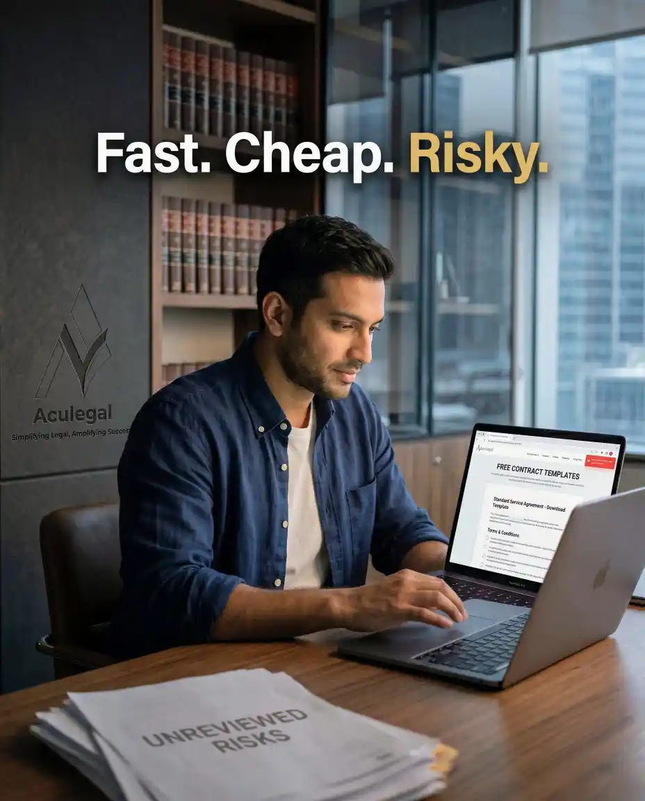 Founder choosing quick contract solution on laptop