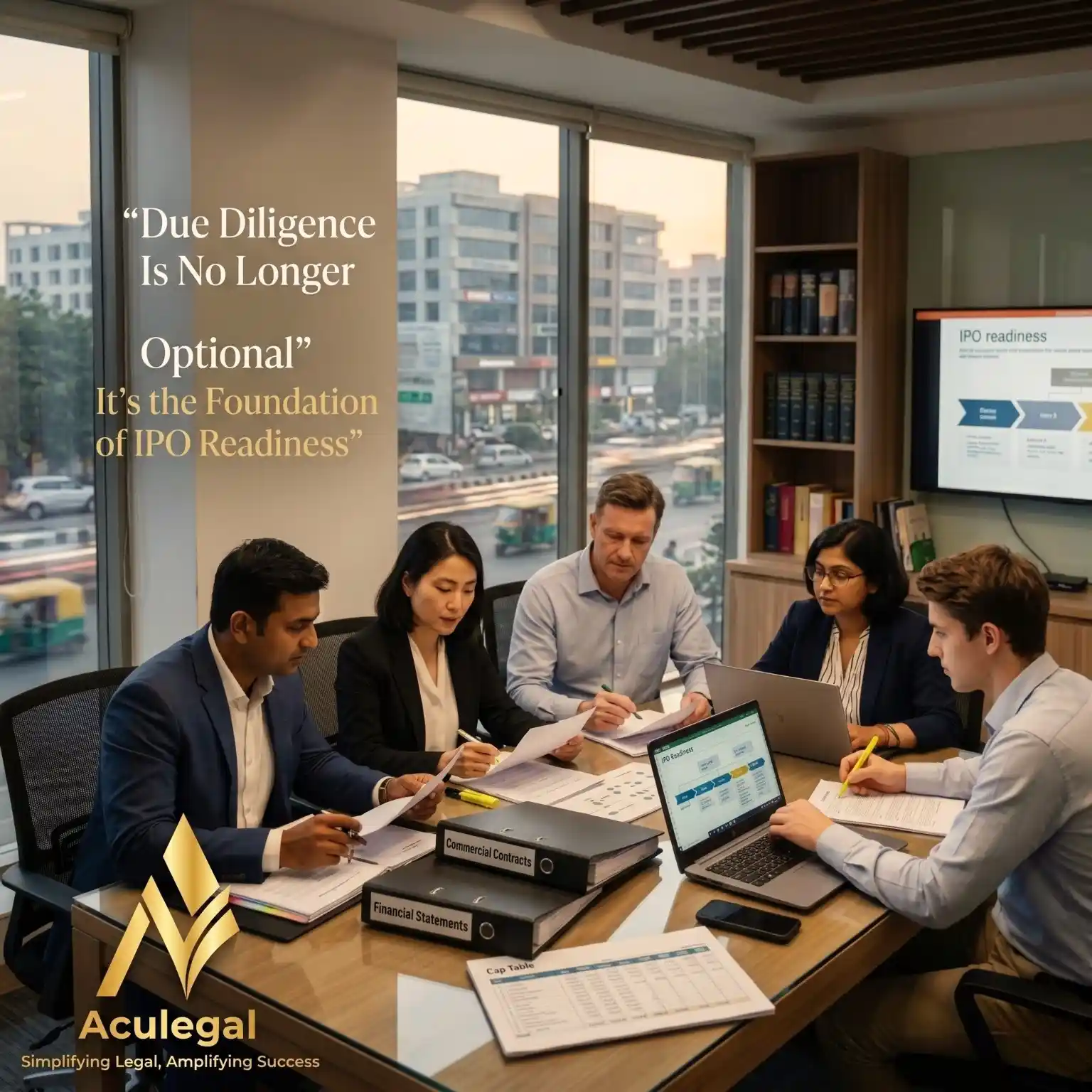 Legal and financial advisors conducting IPO due diligence for an SME company