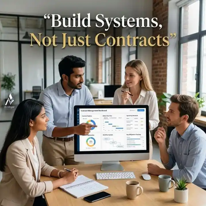 Organized digital contract management system with professionals collaborating