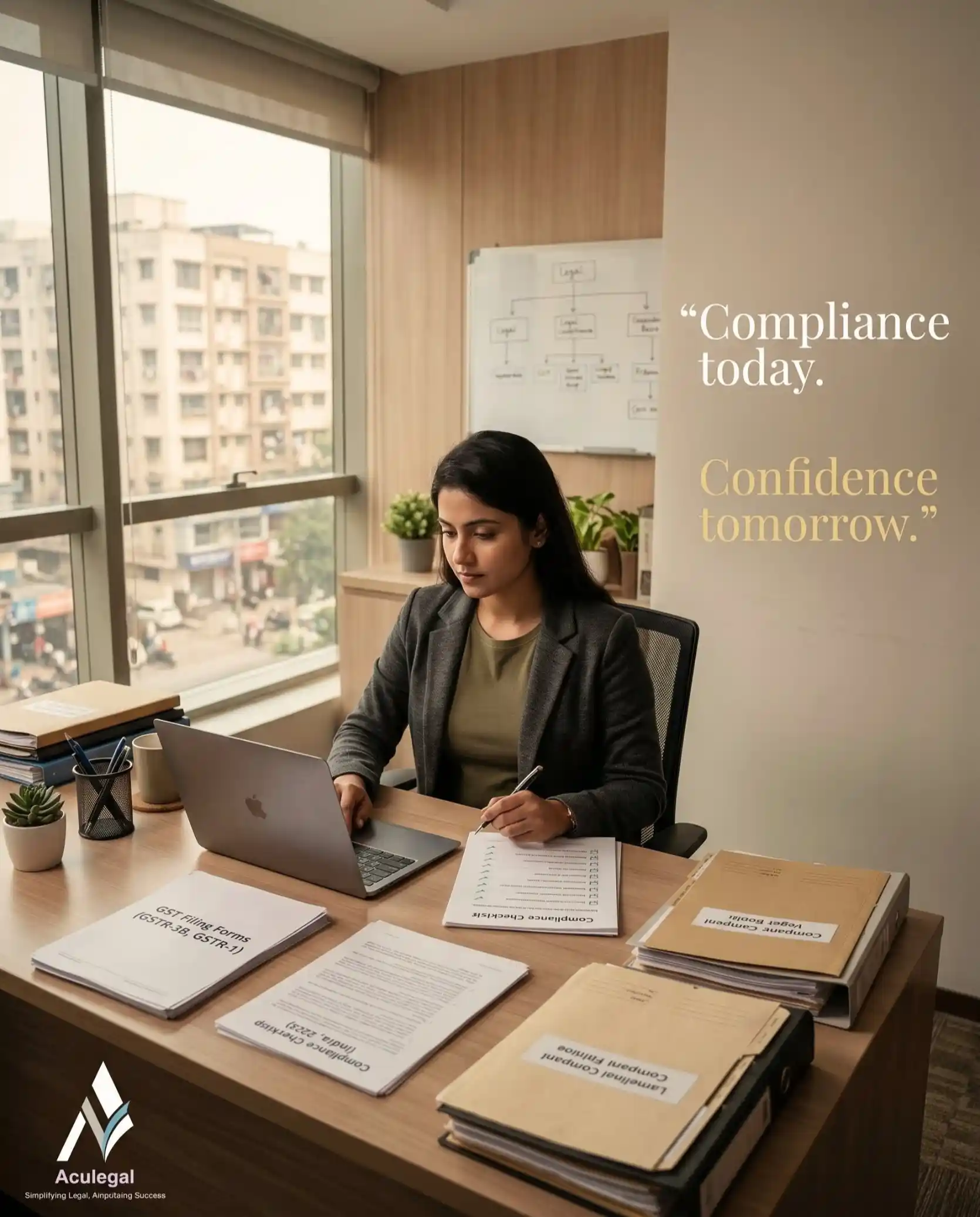 Professional reviewing startup compliance and legal documents