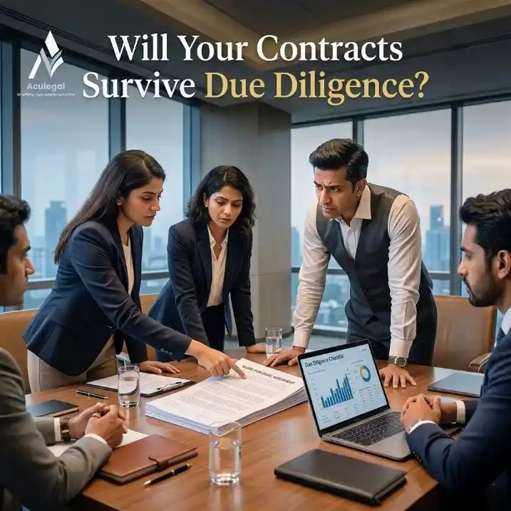 Investors reviewing legal documents during startup due diligence process