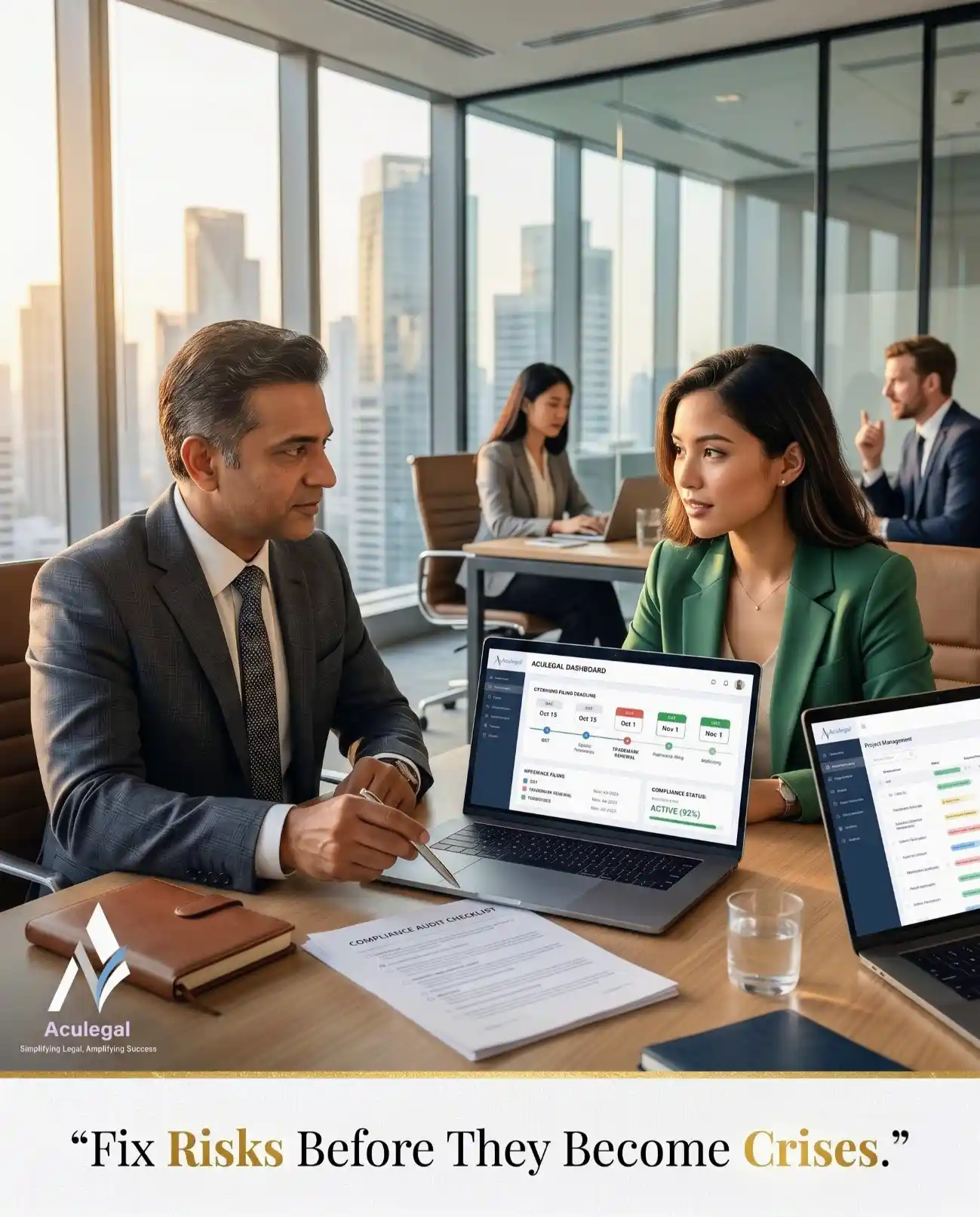 Legal consultant conducting a compliance audit for a startup business
