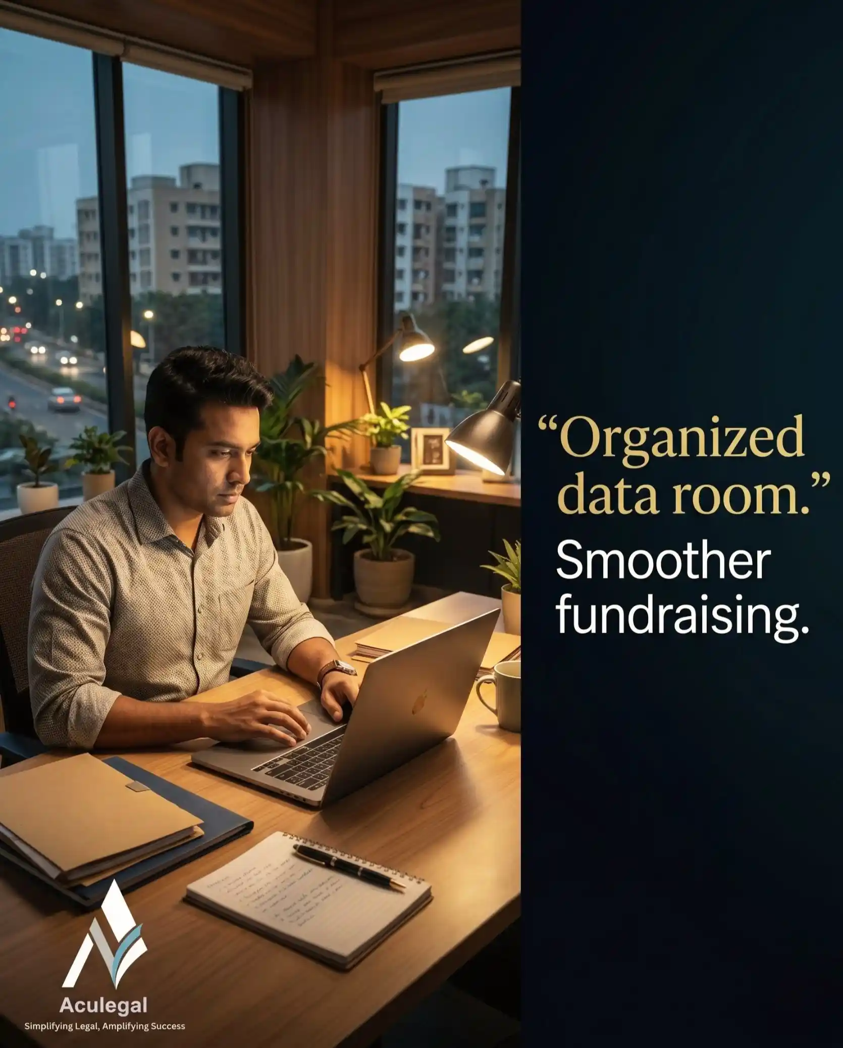 Founder organizing investor data room and fundraising documents