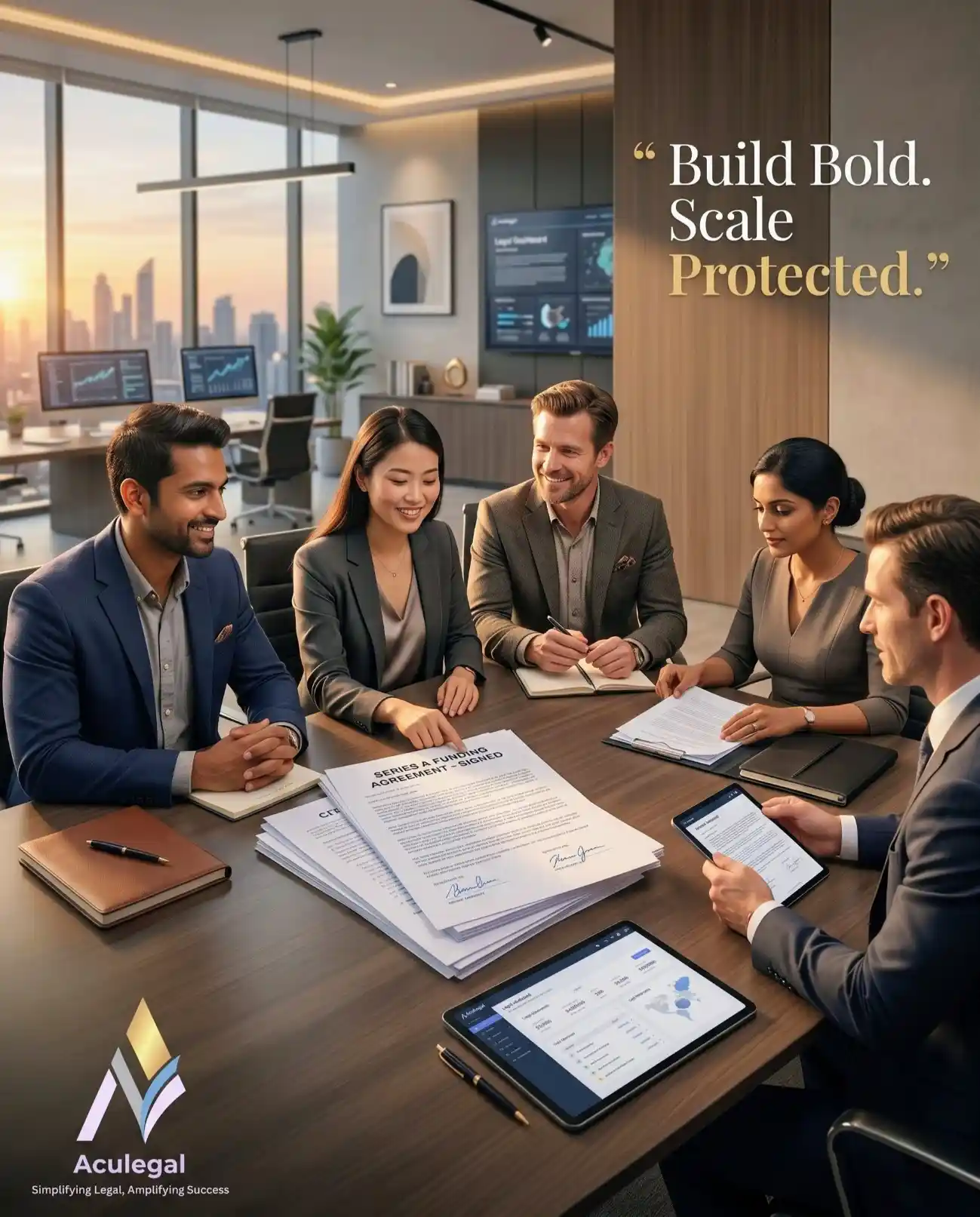 Confident founders working with legal advisors to build a legally protected scalable business
