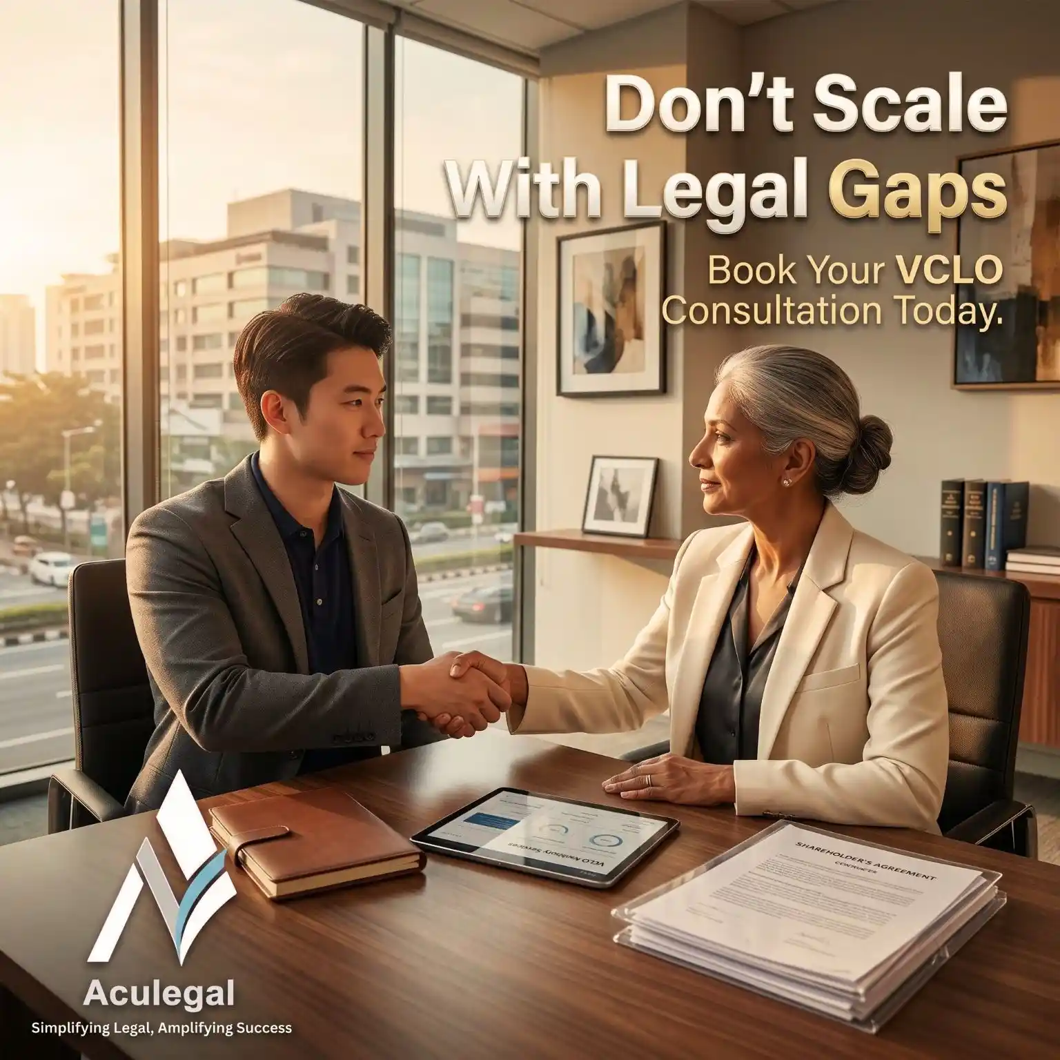 Founder consulting with legal advisor for startup growth and compliance strategy