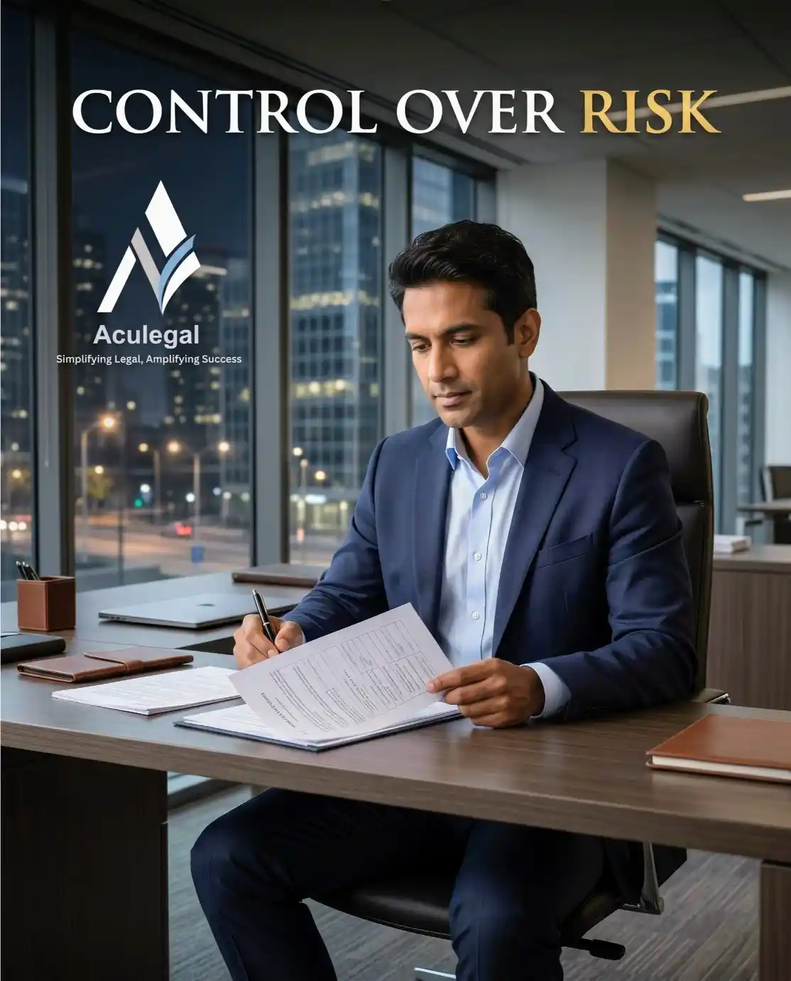 Business leader implementing structured legal strategy