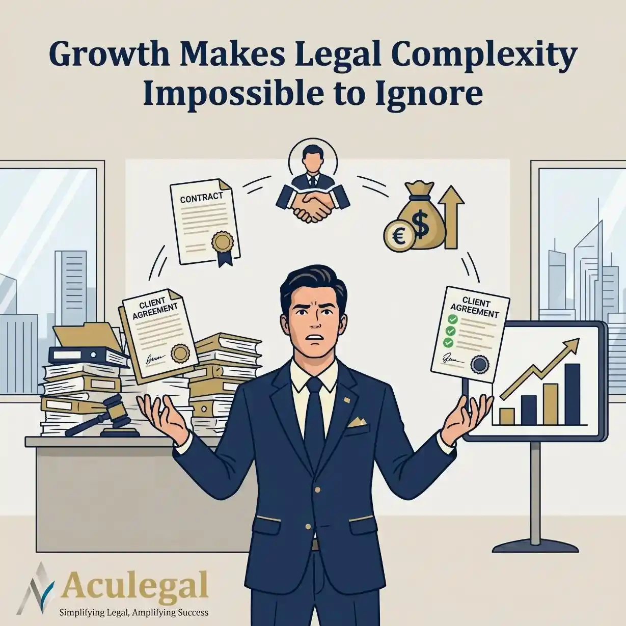 Founder managing growing legal responsibilities without structured legal support.