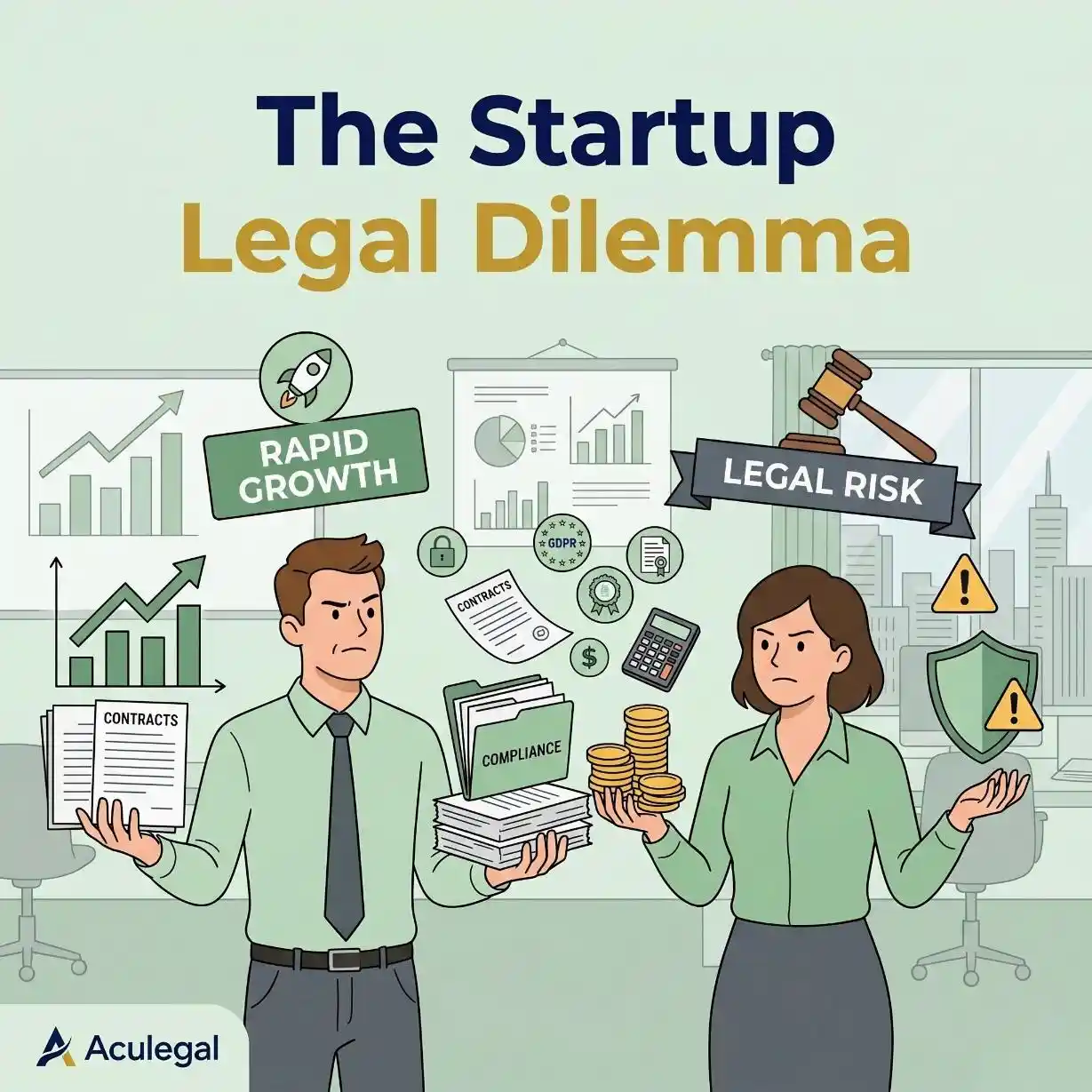 Founder balancing business growth, legal compliance, and limited resources