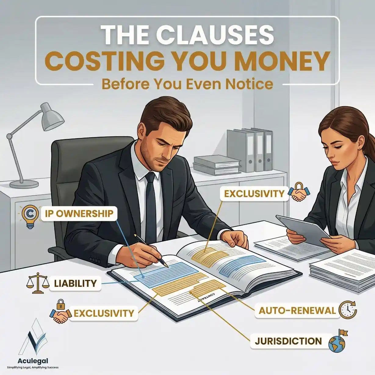 Founder discovering hidden contract clauses creating business risks