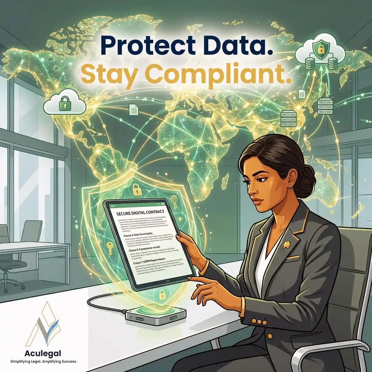Contract review supporting data protection and international compliance requirements