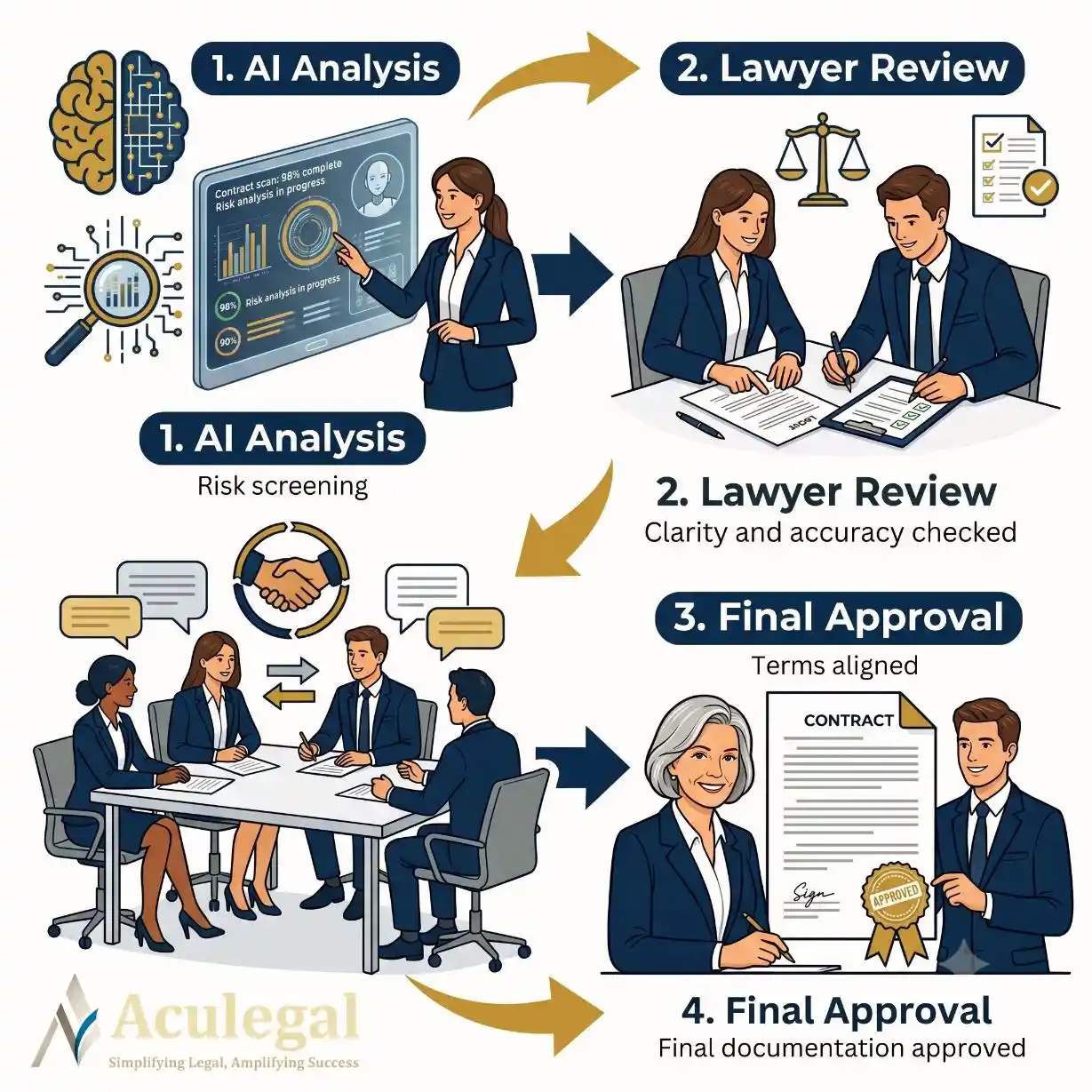 AI and legal experts collaborating for contract review