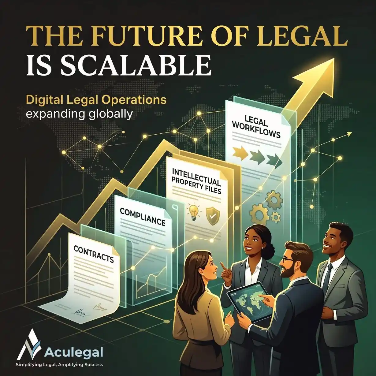 Global legal outsourcing market growth and increasing adoption by businesses.
