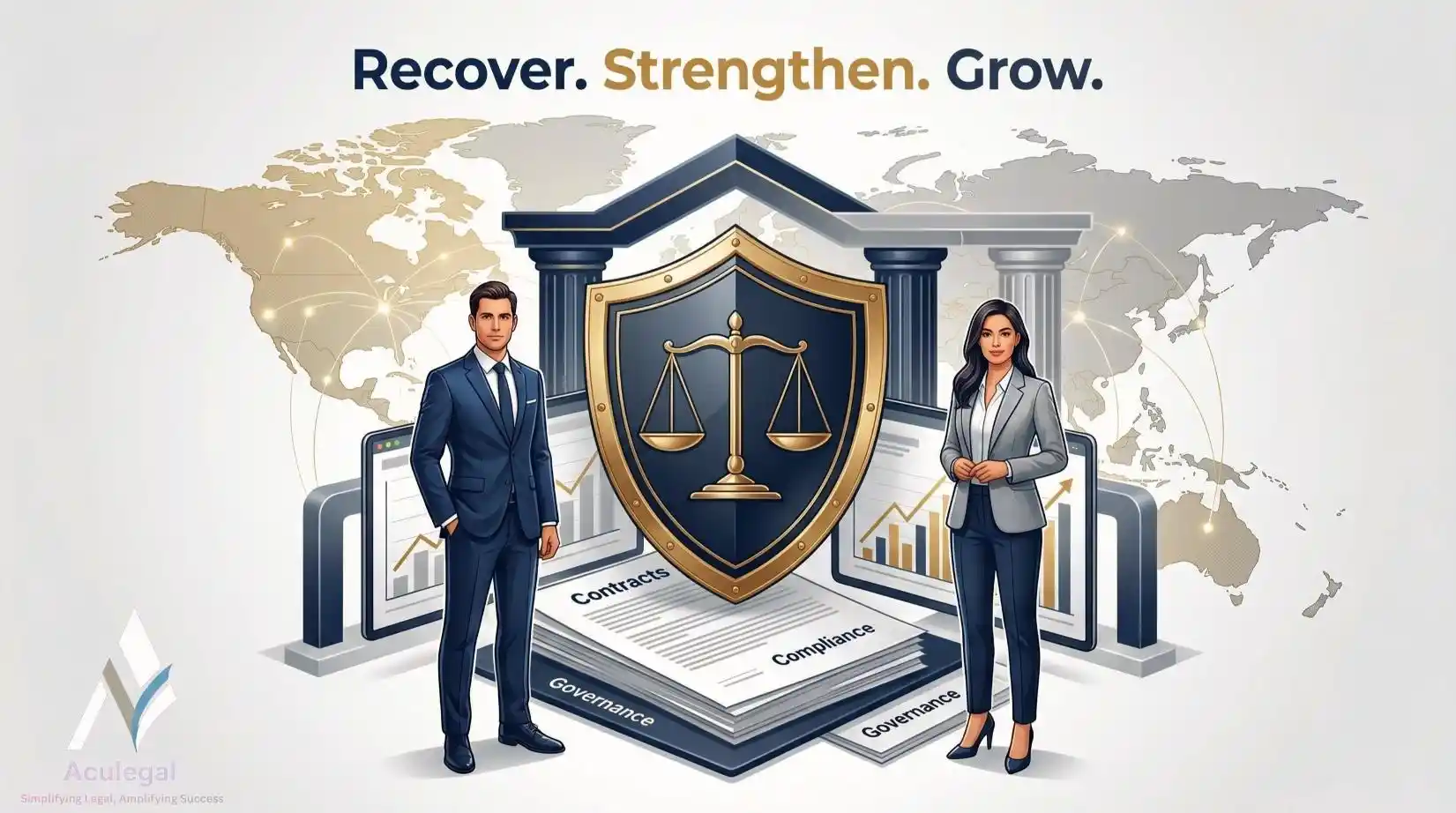 Aculegal legal recovery solution representing protection of business finances and structured legal support.