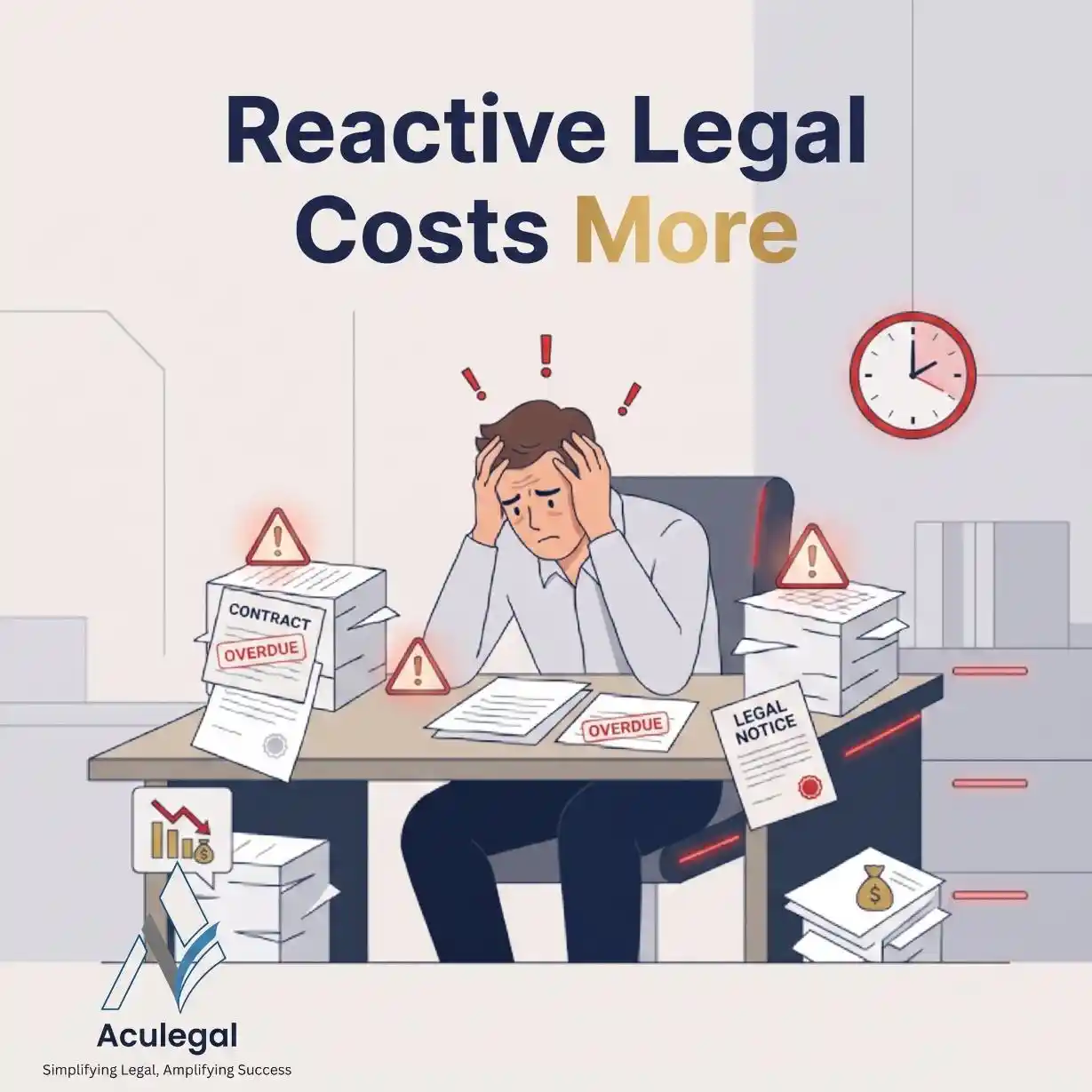 Founder dealing with expensive legal disputes caused by reactive legal management.