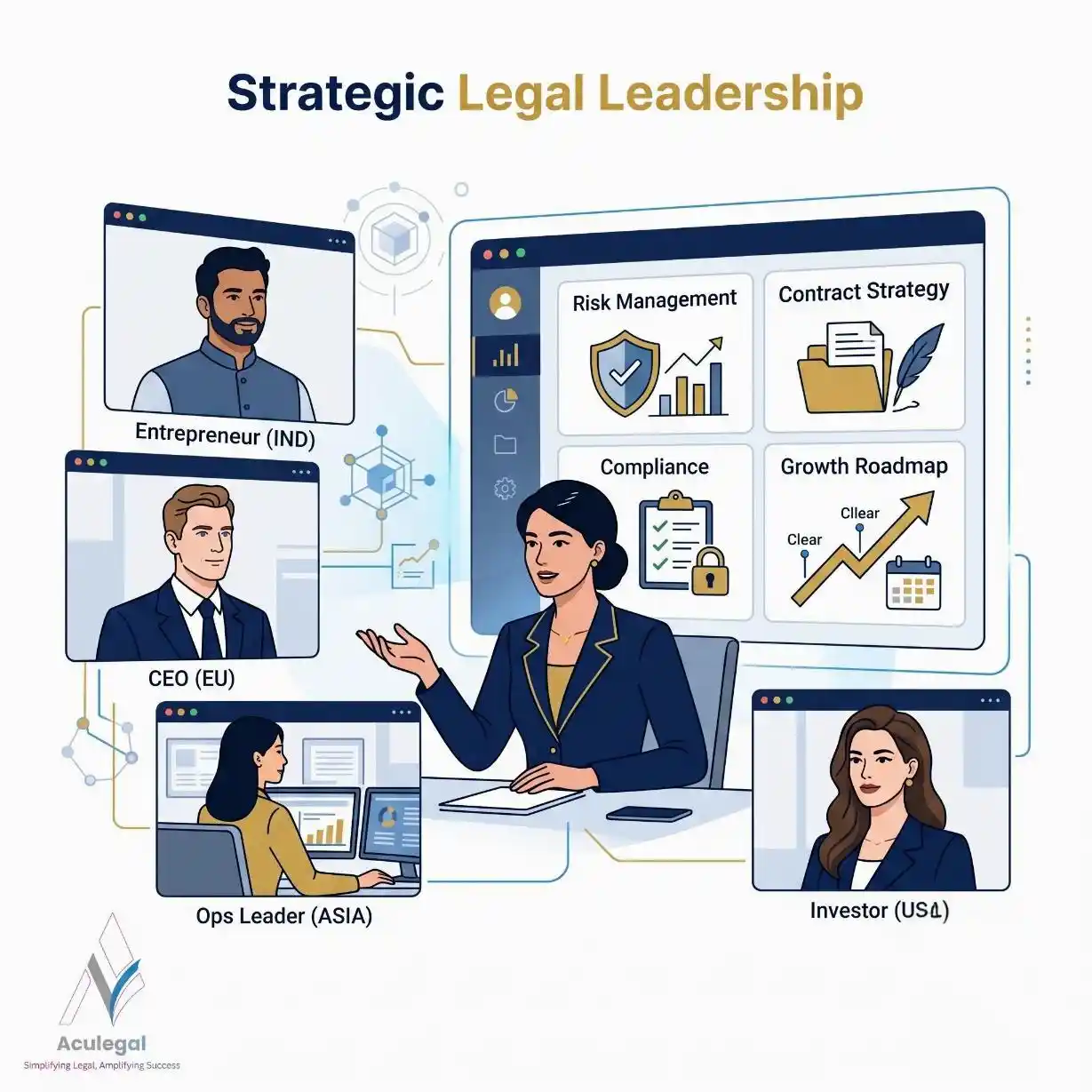 A Virtual Chief Legal Officer providing strategic legal leadership to global startups and growing businesses.