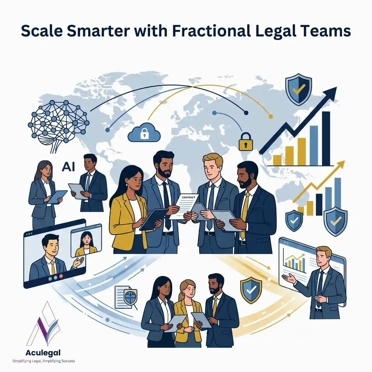 Global businesses scaling confidently with outsourced legal teams, AI, and strategic legal leadership.