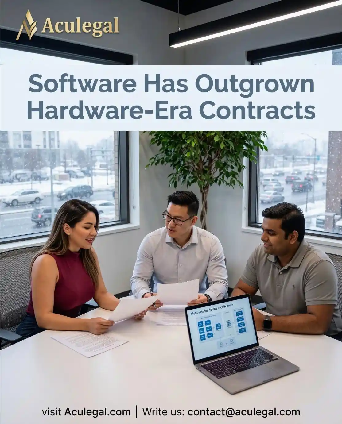 Multi-vendor smart medical device ecosystem showing software failure liability gaps between hardware OEM software vendor and cloud providers