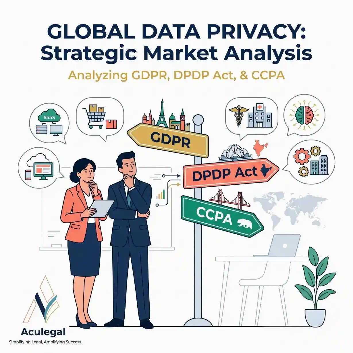 Business leaders evaluating GDPR, DPDP Act and CCPA applicability