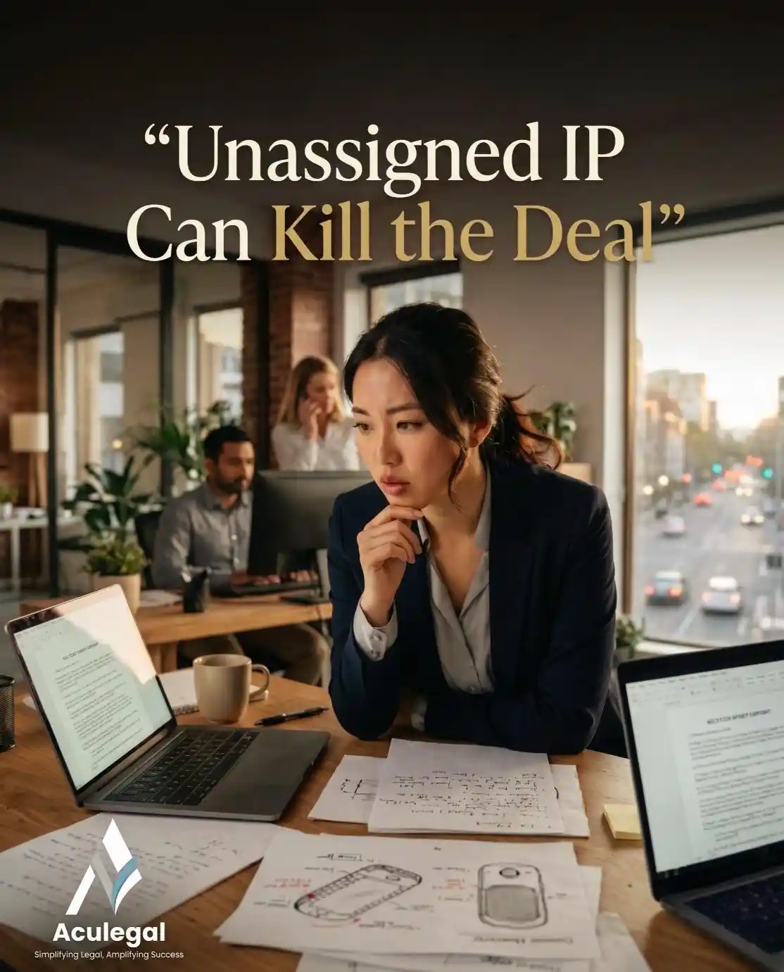Founder realizing unassigned intellectual property risk during due diligence