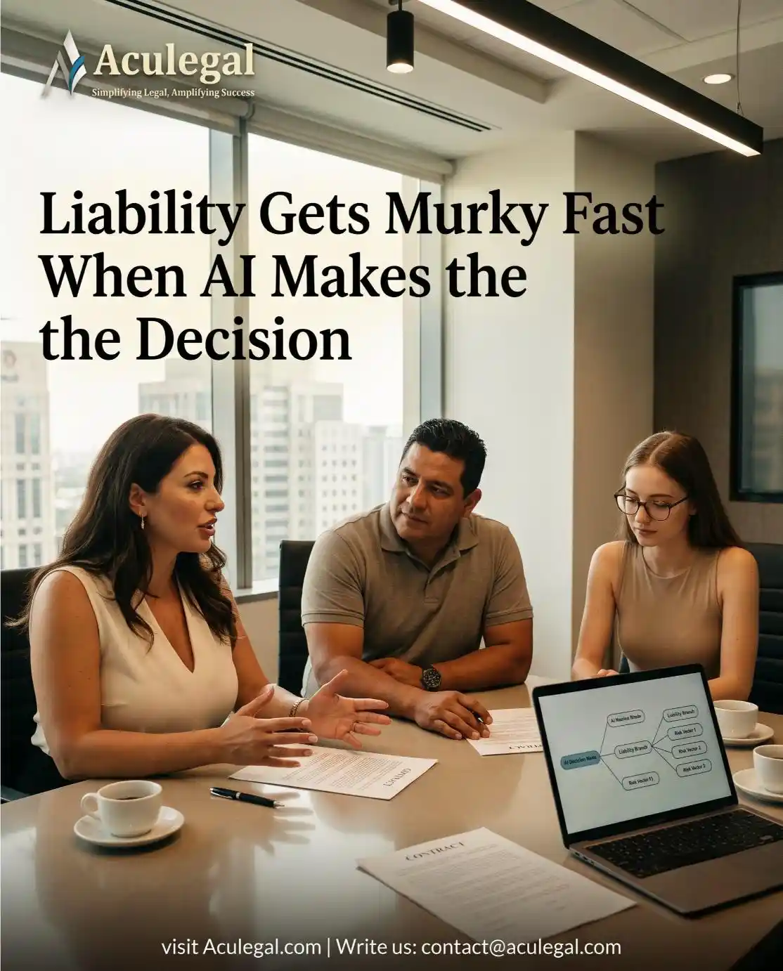 Aculegal legal team discussing AI liability and risk in IT outsourcing contracts with client