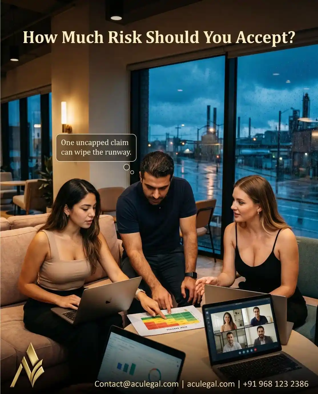 Aculegal fractional legal team helping founder decide fair SaaS liability risk