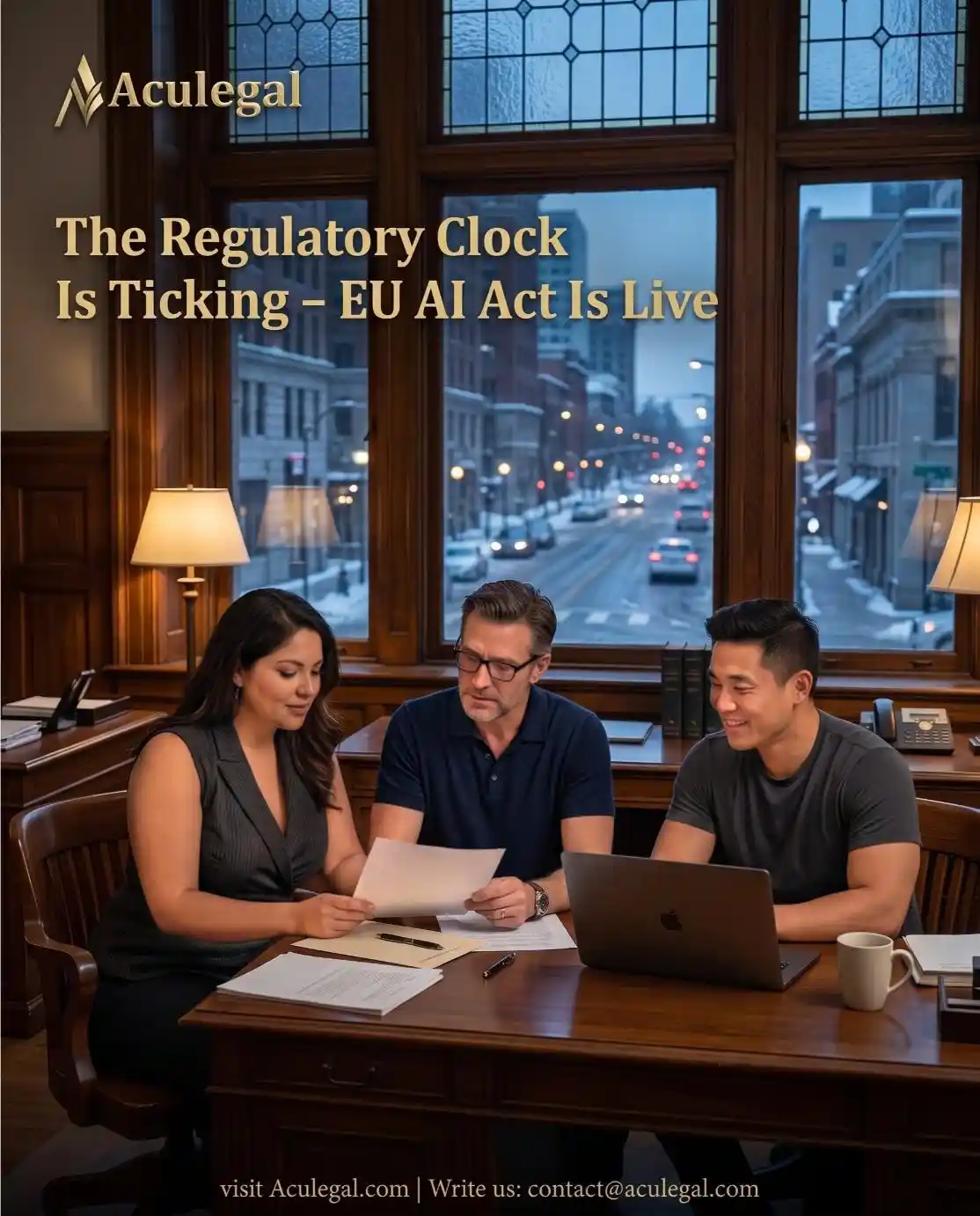 Aculegal fractional legal team guiding SME clients on EU AI Act and AI-SLA compliance