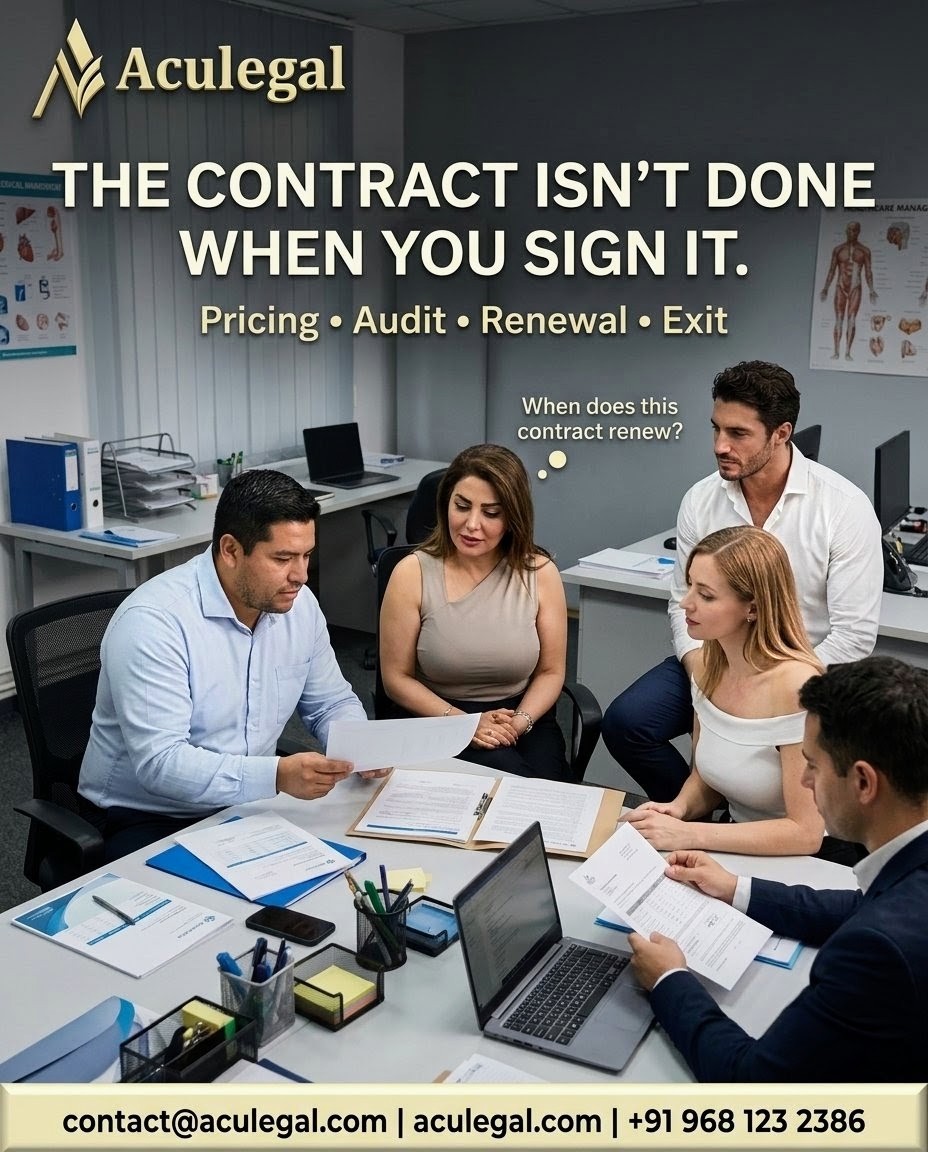 Aculegal hospital vendor contract pricing audit renewal and exit rights