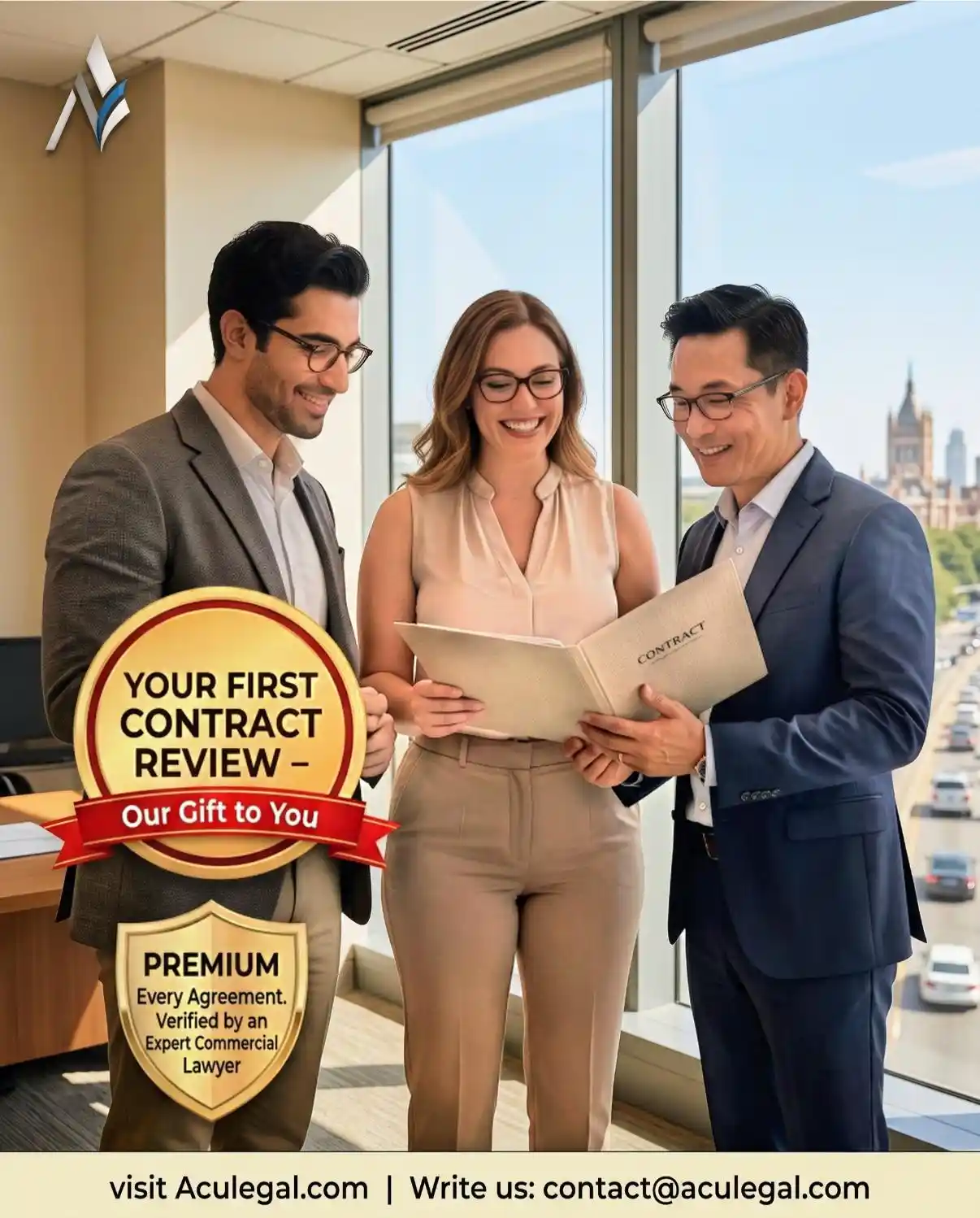 Aculegal Free First Contract Review – Your Gift – Expert Commercial Lawyer Verified