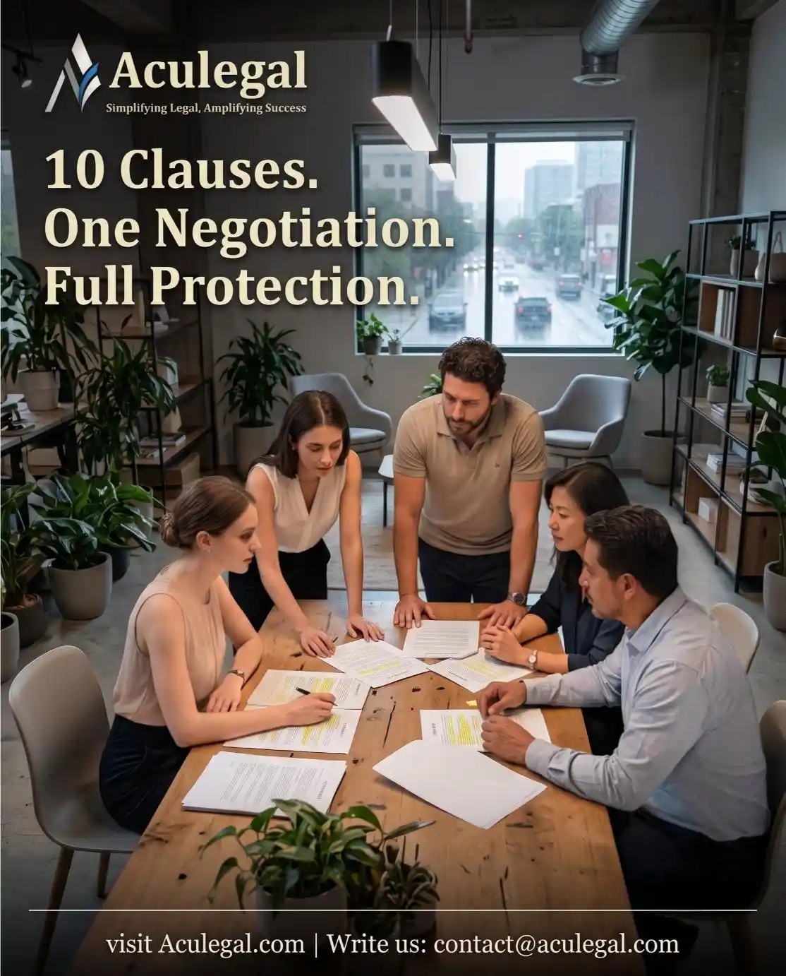 Aculegal lawyers negotiating AI-SLA clauses in IT outsourcing agreement with client team