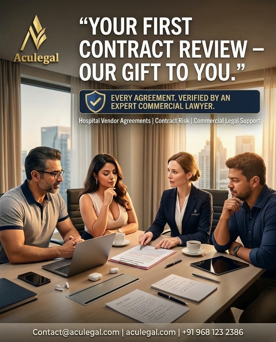 Aculegal free first hospital vendor contract review by expert commercial lawyer